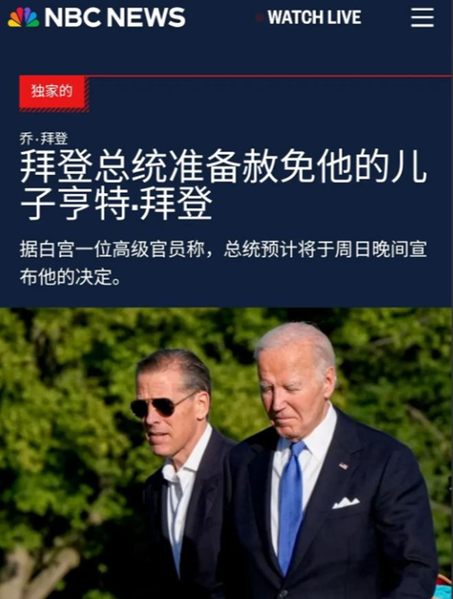 6月份重申不会赦免曾经感动全世界米乐m6拜登赦免有9项认罪的儿子(图3)